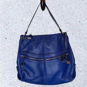 Michael Kors Layton Pebbled Leather Hobo Bag in Blue